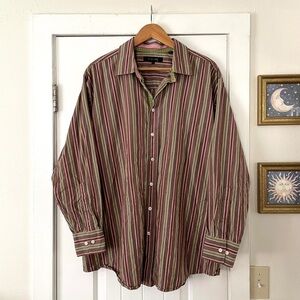 Striped Men's Shirt Synrgy size XXL 2X Big and Tall 100% cotton Business Casual